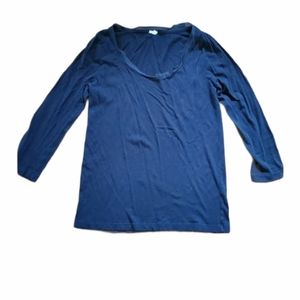 J Crew Black 3/4 Sleeve Blouse Top Size Large